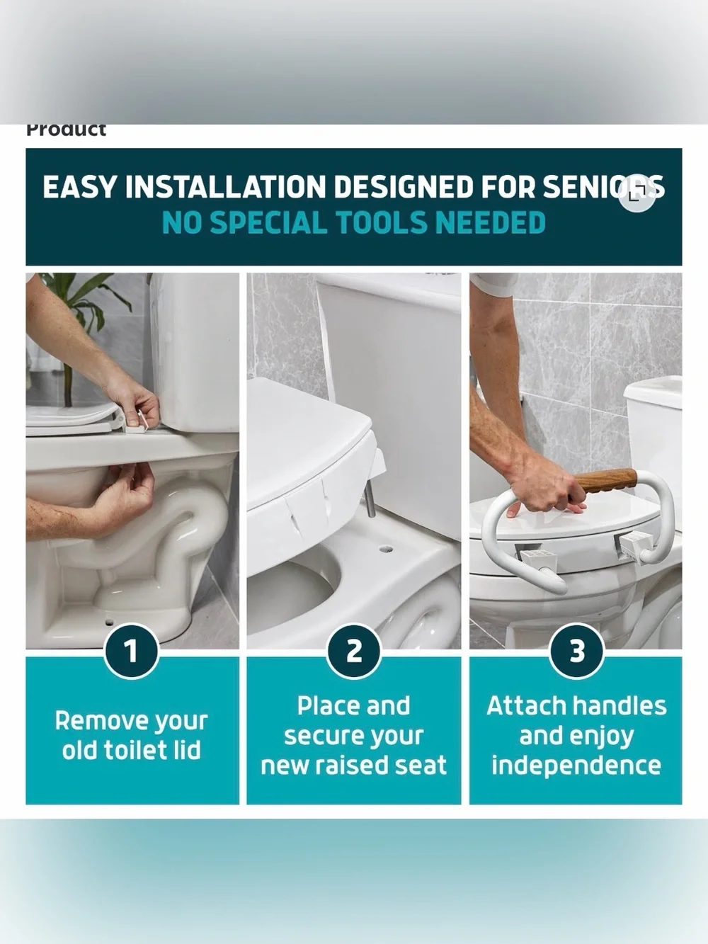 NEW Raised Toilet Seat with Handles Elongated